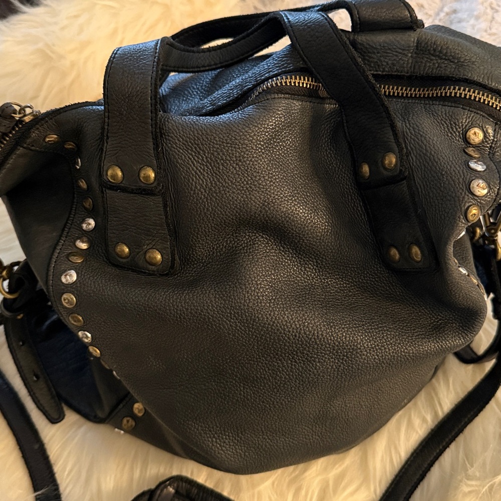 CZ Falconer Elegant Black Studded Slouchy Crossbody/ Shoulder Bag